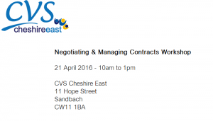 Negotiating & Managing Contracts Workshop 21 April 2016 for CVS Cheshire East