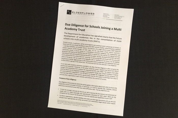 Briefing Paper: Due Diligence for Schools joining a Multi Academy Trust